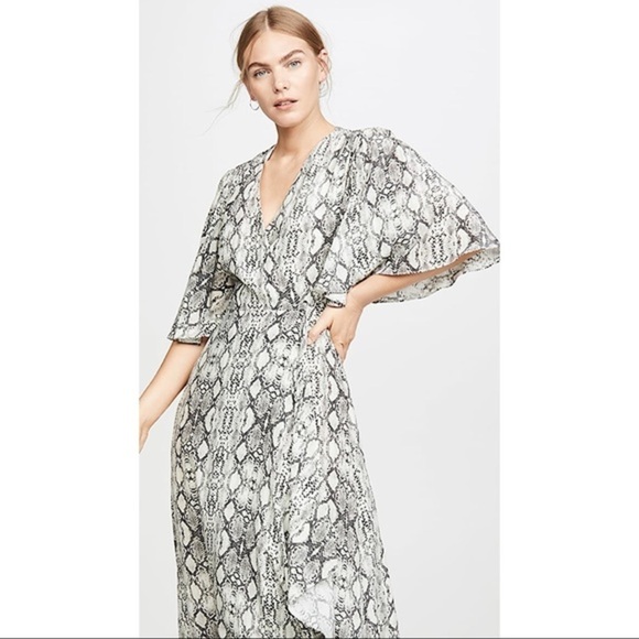 LES REVERIES Flutter Sleeve Long Wrap Dress - Picture 7 of 13